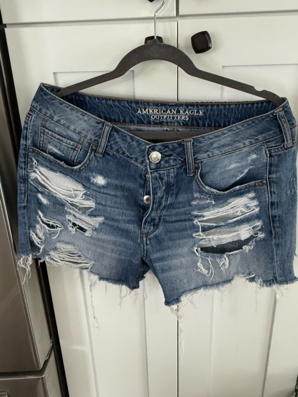 American Eagle Outfitters Distressed Cutoff Denim Shorts - Blue